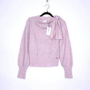 TED BAKER Larbow Statement Bow Sweater Pink Wool Knit Pullover Women's 0/US 2